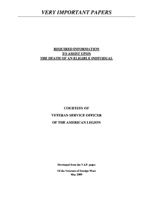Veteran's Personal Affairs Sheet