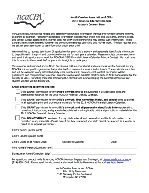 North Carolina Financial Literacy Calendar Artwork Contest