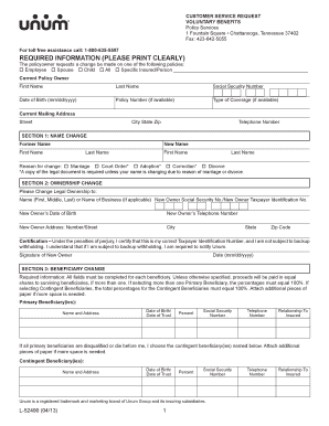 Customer Service Request – Voluntary Benefits