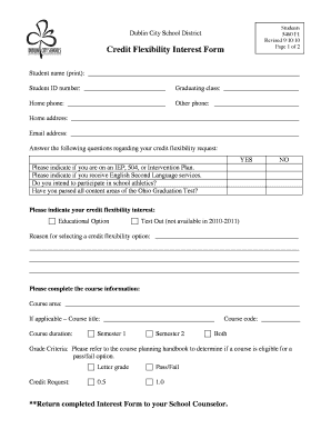 Ohio Credit Flexibility Interest Form