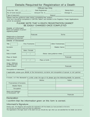 Death Registration Form