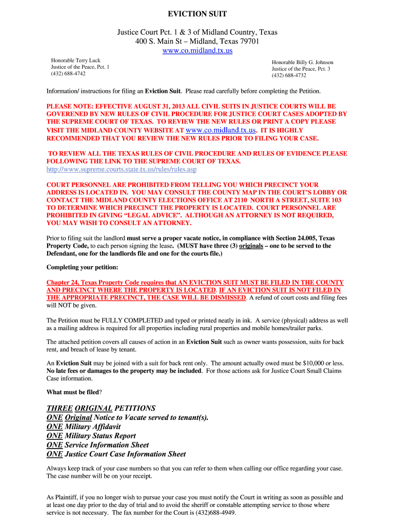 NEW EVICTION PACKET 09112015pdf - Midland County - co midland tx Preview on Page 1