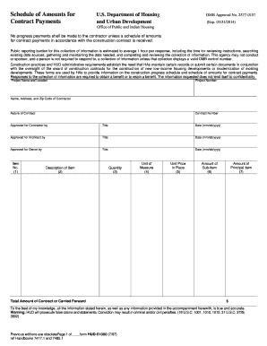 HUD-51000 Schedule of Amounts for Contract Payments