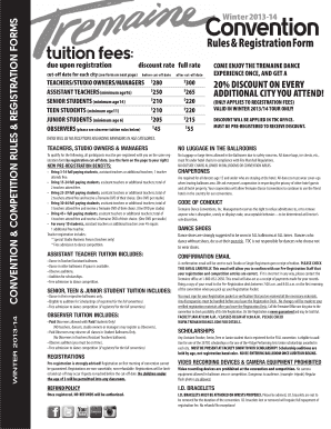 Tremaine Dance Convention Registration Form