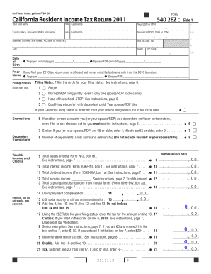 California Resident Income Tax Return 2011