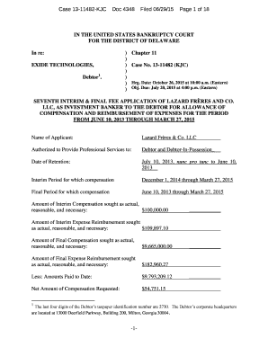 Case 1311482KJC Doc 4348 Filed 06/29/15 Page 1 of 18 IN THE UNITED STATES BANKRUPTCY COURT FOR THE DISTRICT OF DELAWARE In re: EXIDE TECHNOLOGIES, Debtor1