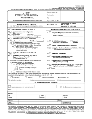 USPTO Patent Application Transmittal Form