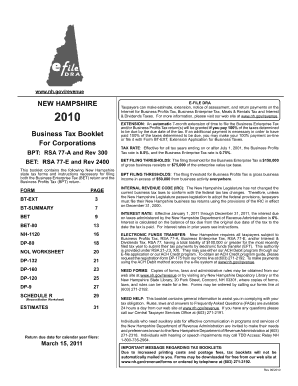 New Hampshire Business Tax Extension Form
