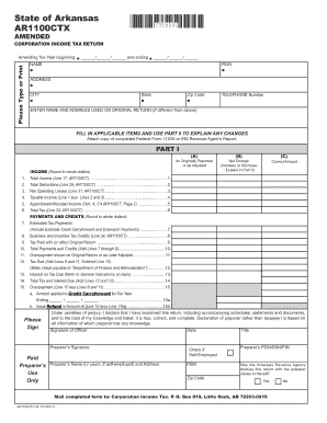 Arkansas Corporation Income Tax Return Amendment