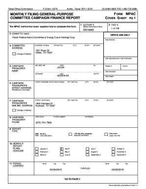 Texas MPAC Campaign Finance Report