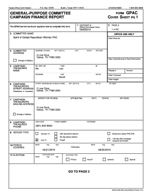 Texas General-Purpose Committee Form GPAC