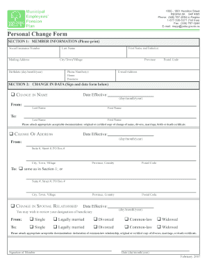 Personal Change Form