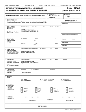 Texas Campaign Finance Report MPAC