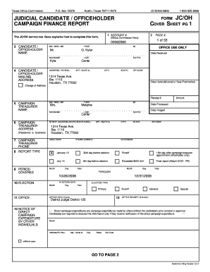 Texas Judicial Candidate Campaign Finance Report