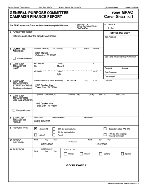Texas General-Purpose Committee Campaign Finance Report