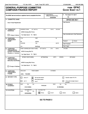 General-purpose committee campaign finance report x - Texas State bb