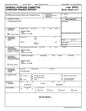 Texas General-Purpose Committee Campaign Finance Report