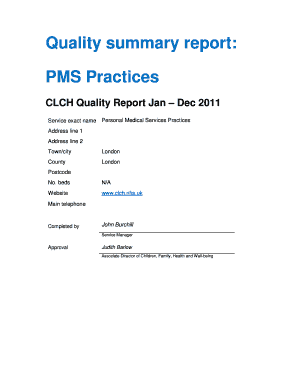 Quality summary report PMS Practices