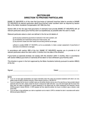 Motor Accident Claim Direction Form