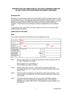 Stock Transfer Form for UK Unit Trusts and Open-Ended Investment Companies