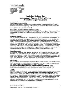 Laparoscopic Roux-en-Y Home Discharge Instructions
