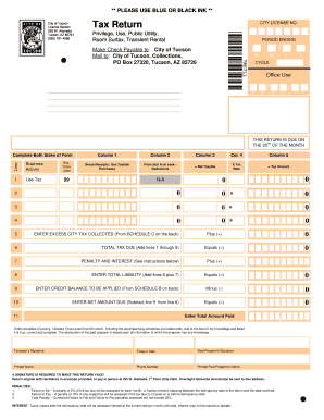 City of Tucson License Tax Return