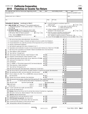 California Corporation Franchise or Income Tax Return 100