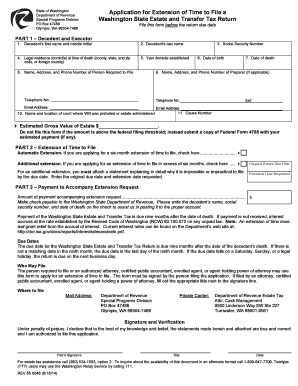 Washington State Estate and Transfer Tax Return Extension Application
