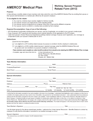 U-Haul Spouse Medical Plan Rebate Form