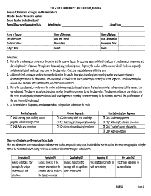 Florida Teacher Evaluation Form