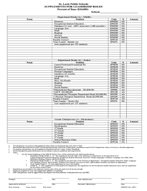 St. Lucie Public Schools Leadership Role Supplements