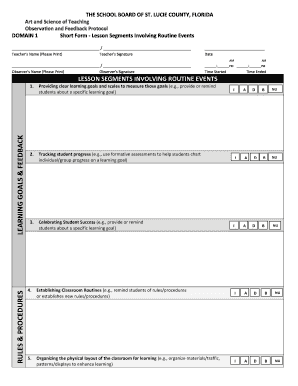 Art and Science of Teaching Observation and Feedback Protocol