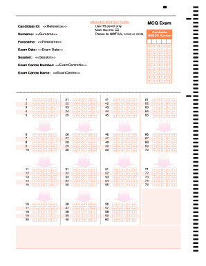 MCQ Exam Answer Sheet
