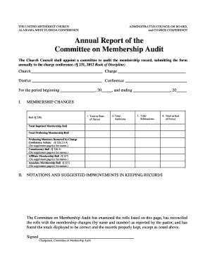 Annual Report of the Committee on Membership Audit - awfumc