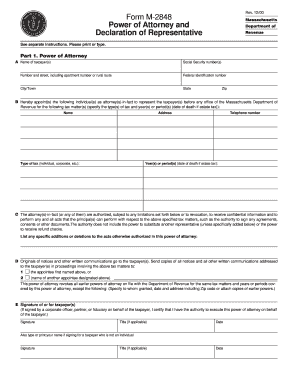 Massachusetts Power of Attorney Form M-2848