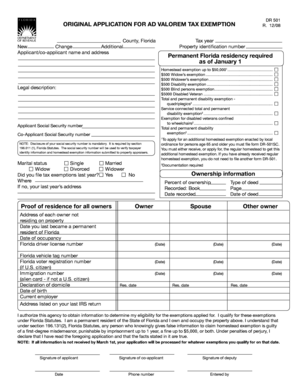 Florida Ad Valorem Tax Exemption Application