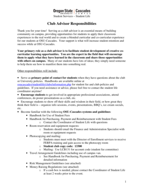 Club Advisor Responsibilities - OSU Cascades - osucascades