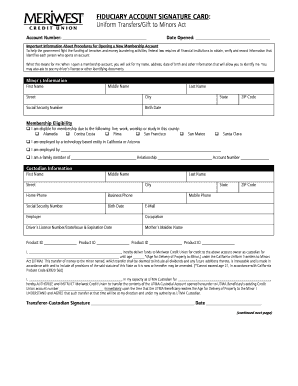 Fiduciary Account Signature Card