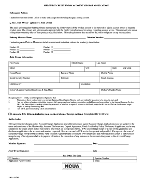 Meriwest Credit Union Account Change Application