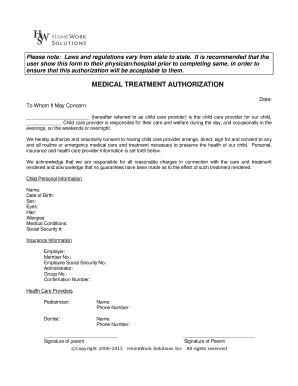 Medical Treatment Authorization