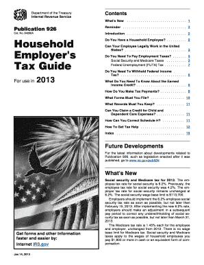 IRS Publication 926 Household Employer's Tax Guide 2013