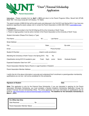 DrawExternal Scholarship Application - Division of Student Affairs - studentaffairs unt