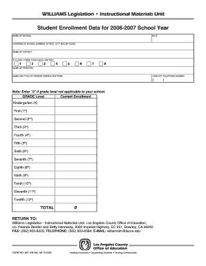 Student Enrollment Data Form
