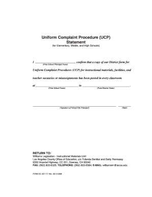 Christian letter from santa - BFormb No 601-111 UCP Statement - Compton Unified School District