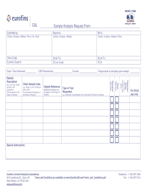 Eurofins Sample Analysis Request Form