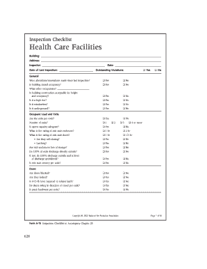 Healthcare Facility Inspection Checklist