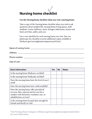 Nursing Home Checklist