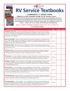RV Service Textbooks Order Form