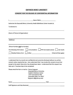 Gwynedd Mercy University Consent Form