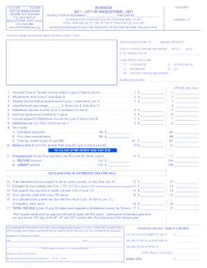 Middletown Business Income Tax Form